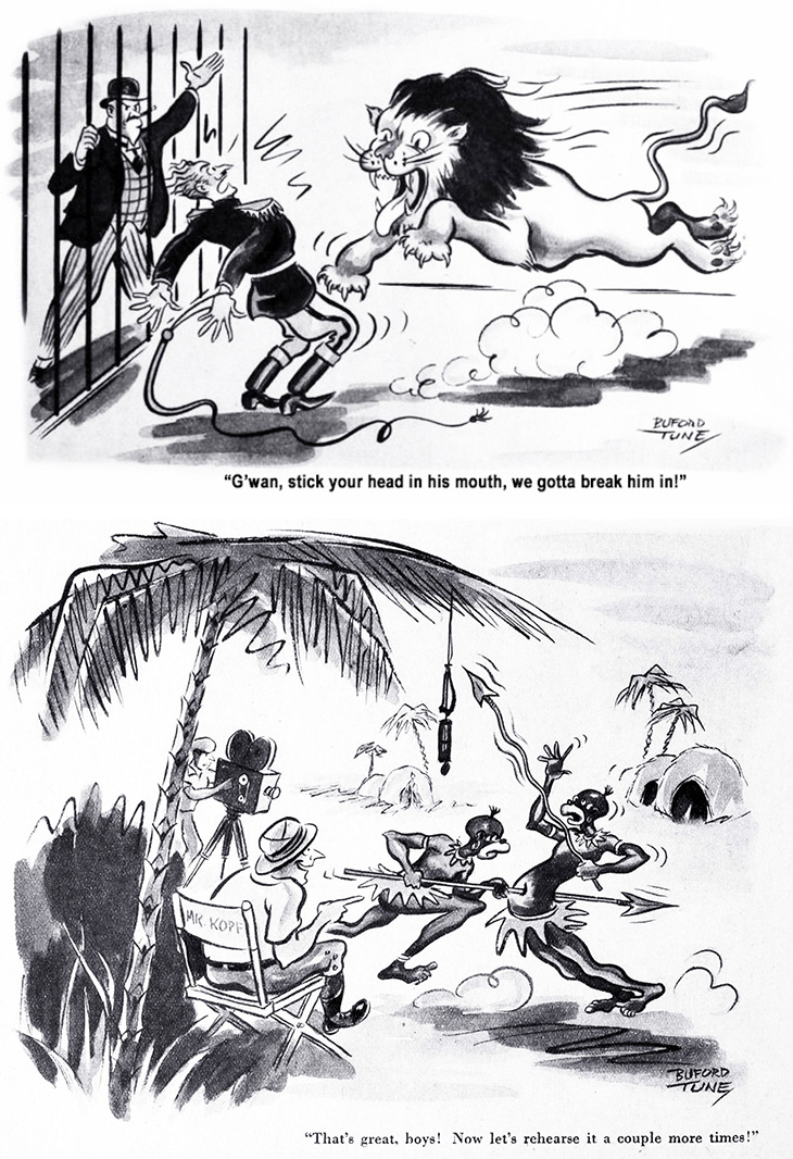 buford tune, american cartoonist, cartoons, comic strip, illustrator, artist, baloonacy, film industry, movies, funny, jokes, humor, 1933, gwan stick your head in, thats great boys, now lets rehearse it a couple more times