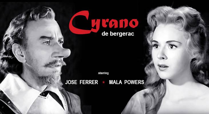 1950 movies, cyrano de bergerac, american actors, jose ferrer, actress, mala powers, academy awards, best actor, oscar, historical films, sword fights, adventure movies, romantic dramas, tragedy