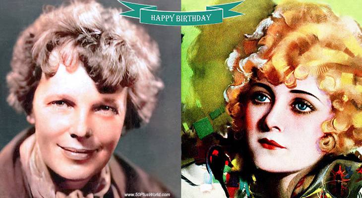 birthday wishes, happy birthday, greeting card, born july 24, famous birthdays, amelia earhart, alice terry, national aviation hall of fame, female pilot, actress, film star, silent movies, the four horsemen of the apocalypse, scaramouche, the great divide, mrs rex ingram